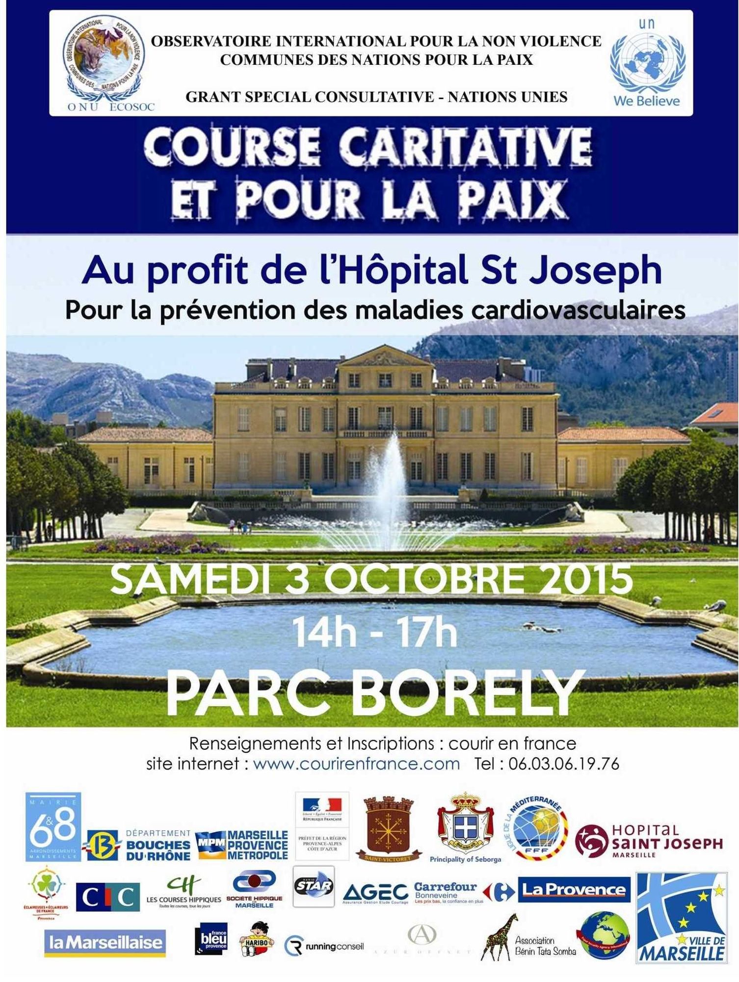 Samedi 03 octobre : Nouvelle édition de la course caritative et pour la paix au profit de l'Hôpital Saint Joseph