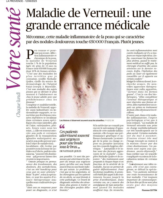 Maladie de Verneuil : une grande errance médicale : La Provence - 12/06/2023