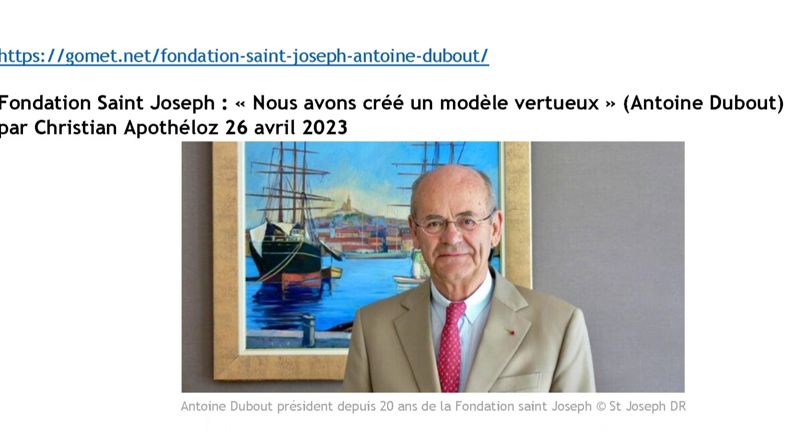 Fondation Saint Joseph : " Nous avons créé un modèle vertueux " (Antoine Dubout) : Gomet .net - 26/04/2023 