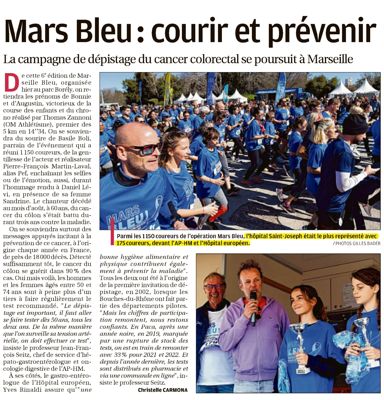 Mars Bleu : courir et prévenir : La Provence - 13/03/2023