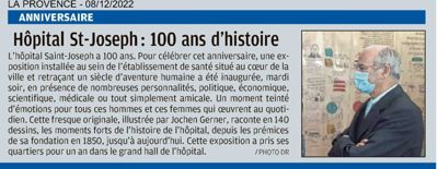 Hôpital Saint Joseph, 100 ans d'histoire : La Provence - 08/12/2022