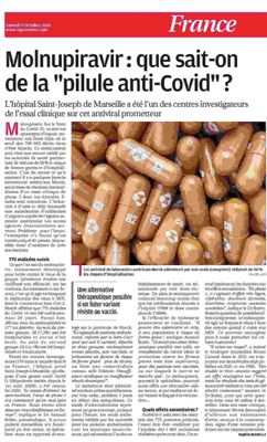 Molnupiravir : que sait-on de la "pilule anti-Covid" ? La Provence, 09/10/2021
