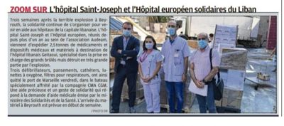 L'Hôpital Saint Joseph et l'Hôpital Européen solidaires du Liban
