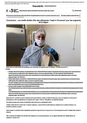 Coronavirus : une cheffe étoilée offre des pâtisseries "made in Provence" pour les soignants de la région