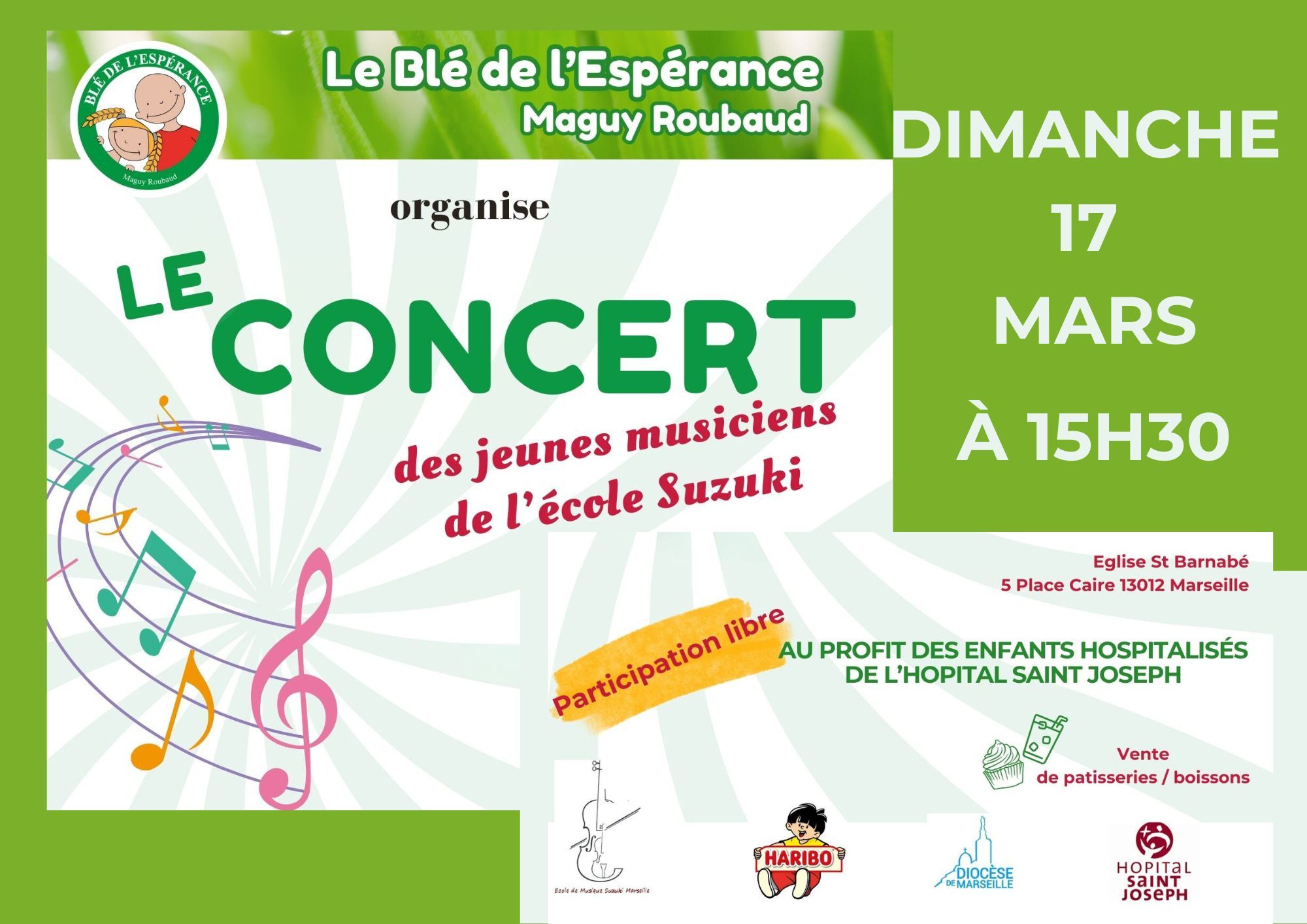 Dimanche 17 mars : Concert organisé par les Blés de L’Espérance au profit des enfants hospitalisés de l’Hôpital