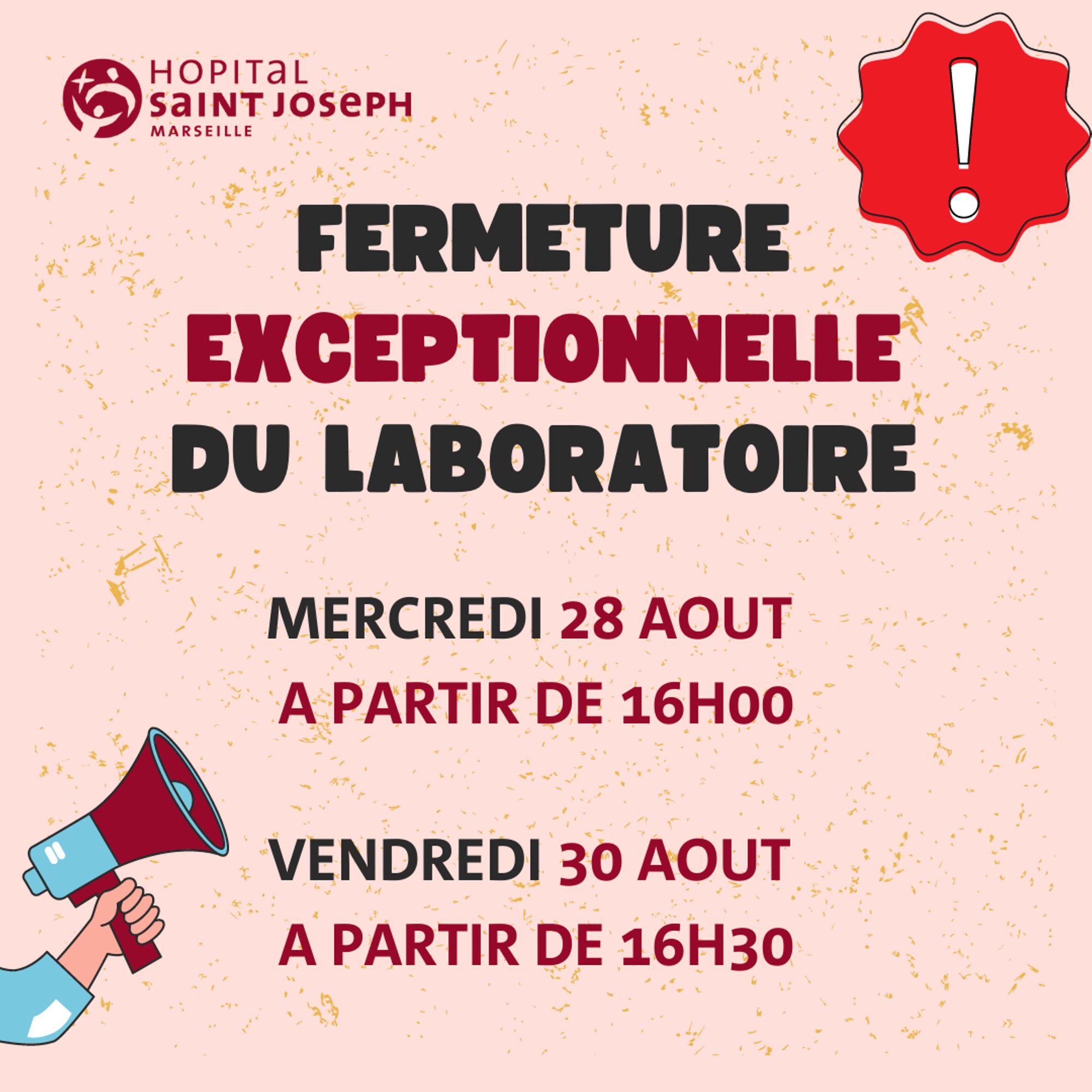 FERMETURE EXCEPTIONNELLE DU LABORATOIRE 