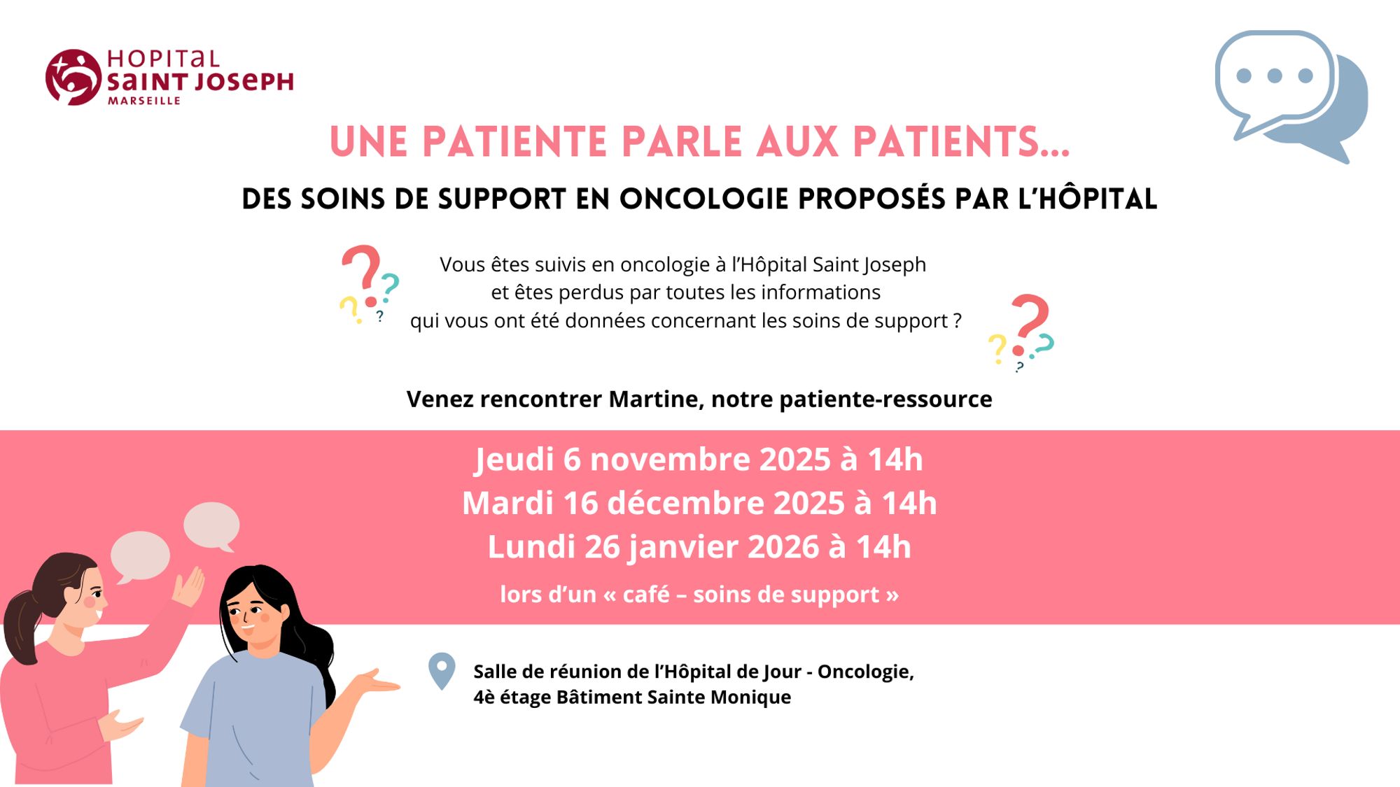 PRÉVENTION ACCOMPAGNEMENT : Les cafés – soins de supports, un moment d’échanges animé par une patiente pour les patients en Hôpital de Jour Oncologie