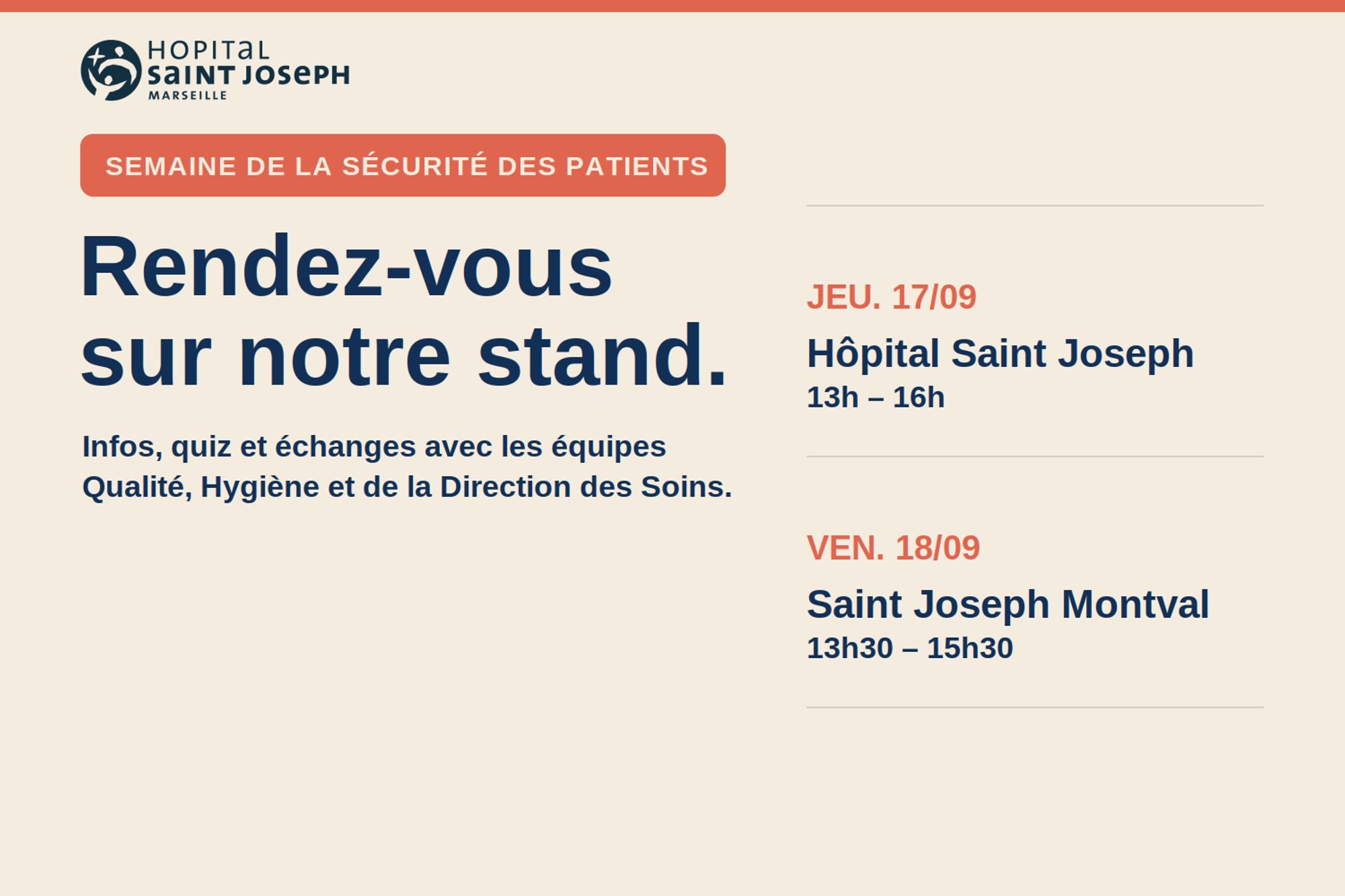 À VOS AGENDAS :  Jeudi 17 septembre - Journée de la sécurité des patients