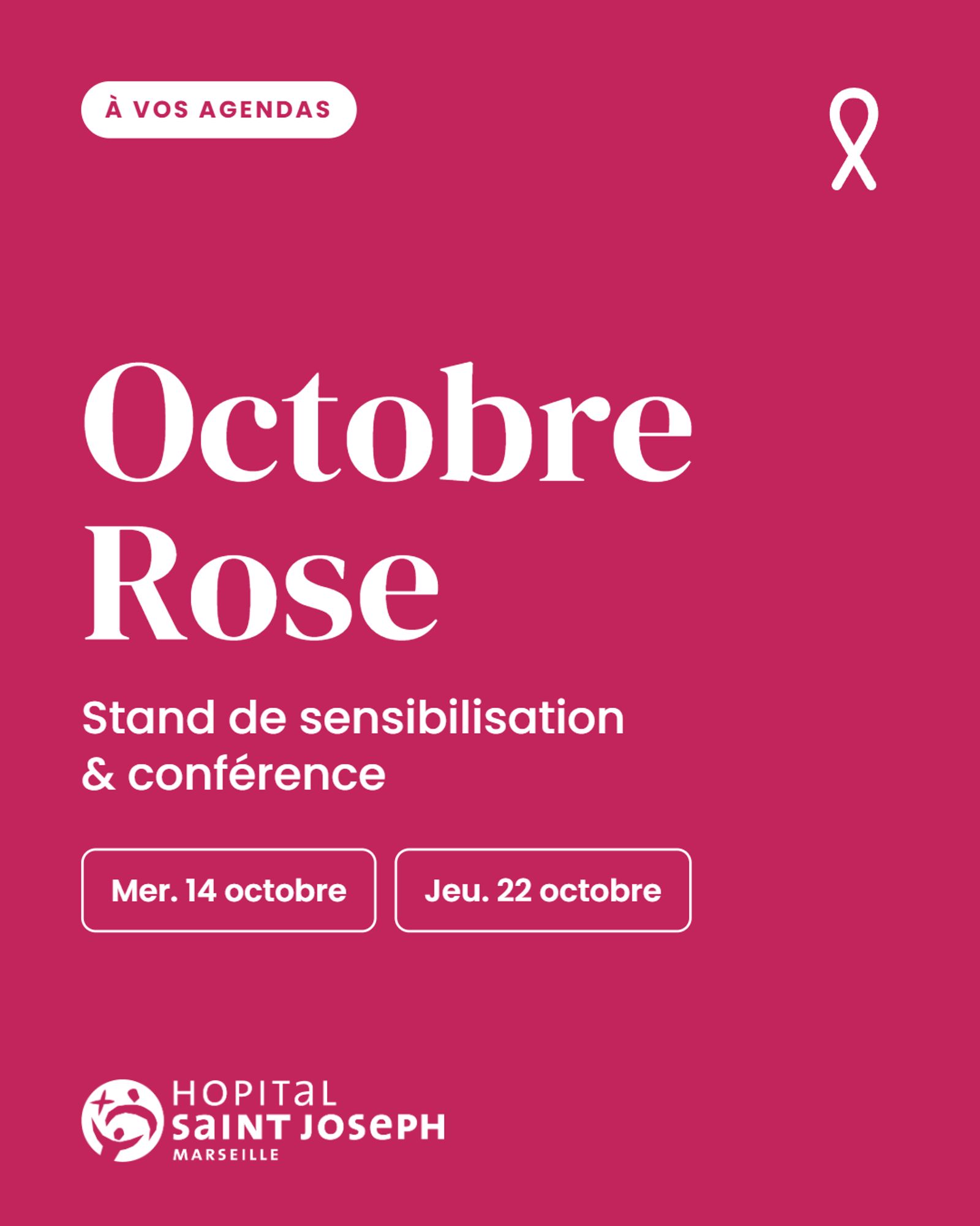 À VOS AGENDAS : OCTOBRE ROSE - Stand de sensibilisation et conférence