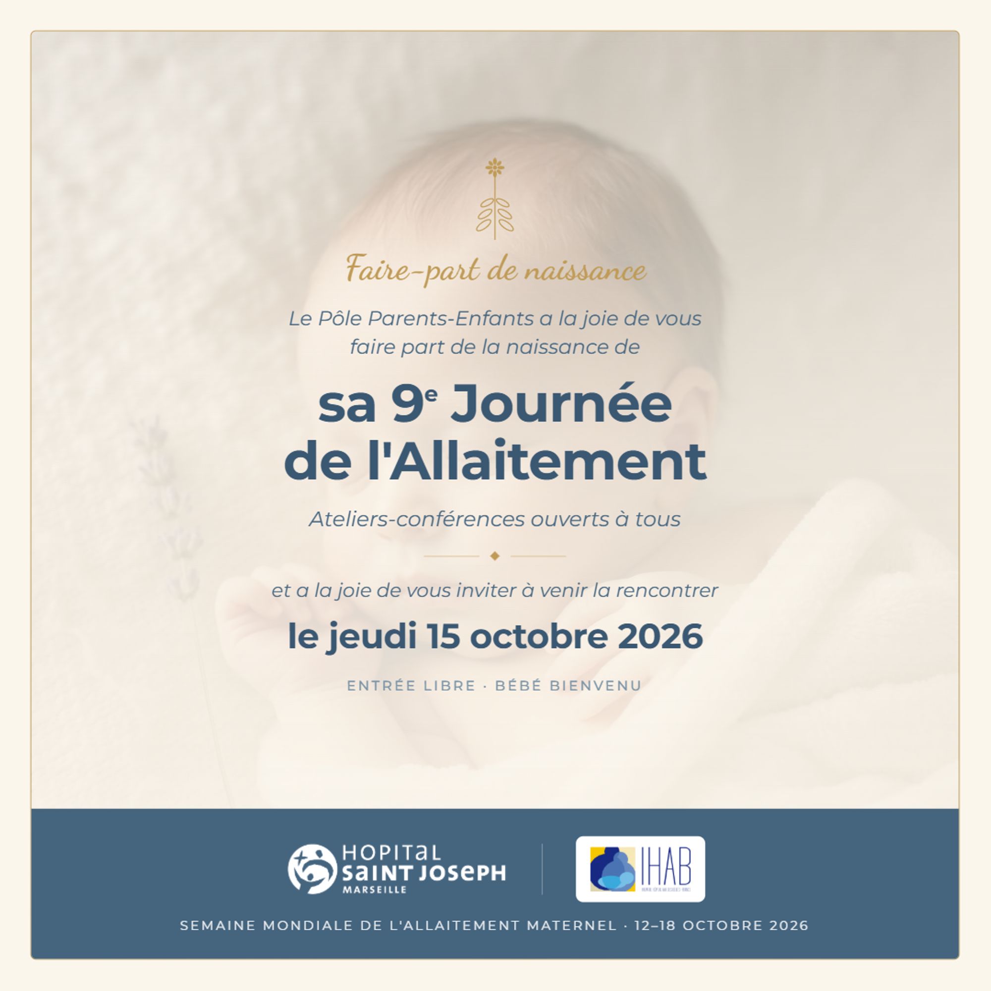 À VOS AGENDAS : Semaine de l’Allaitement Maternel le 15 octobre 2026