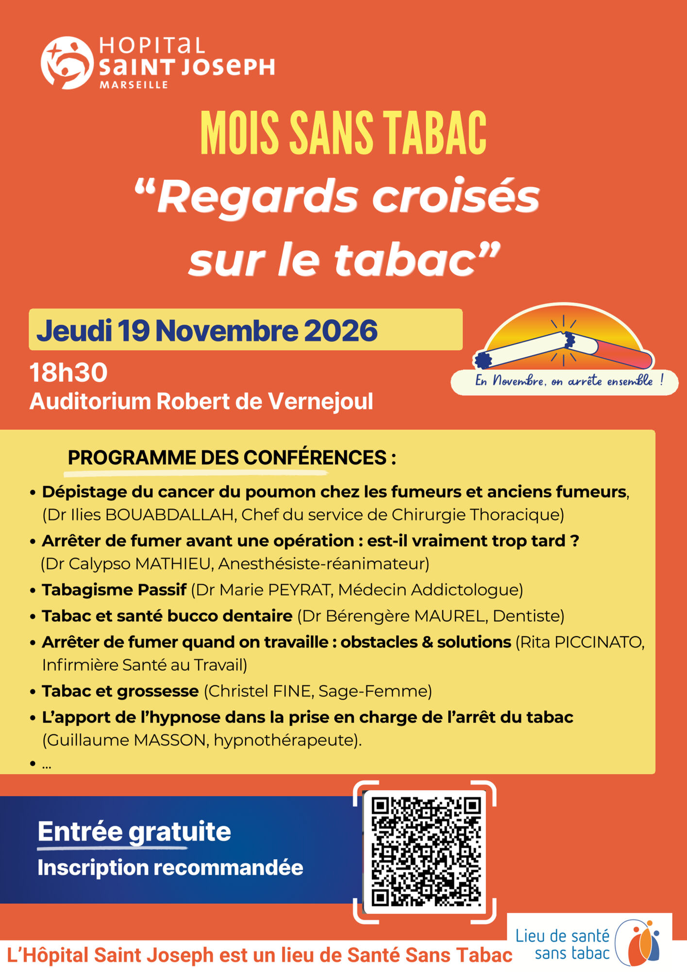 JEUDI 19 NOVEMBRE : Conférences « Regards croisés sur le tabac »