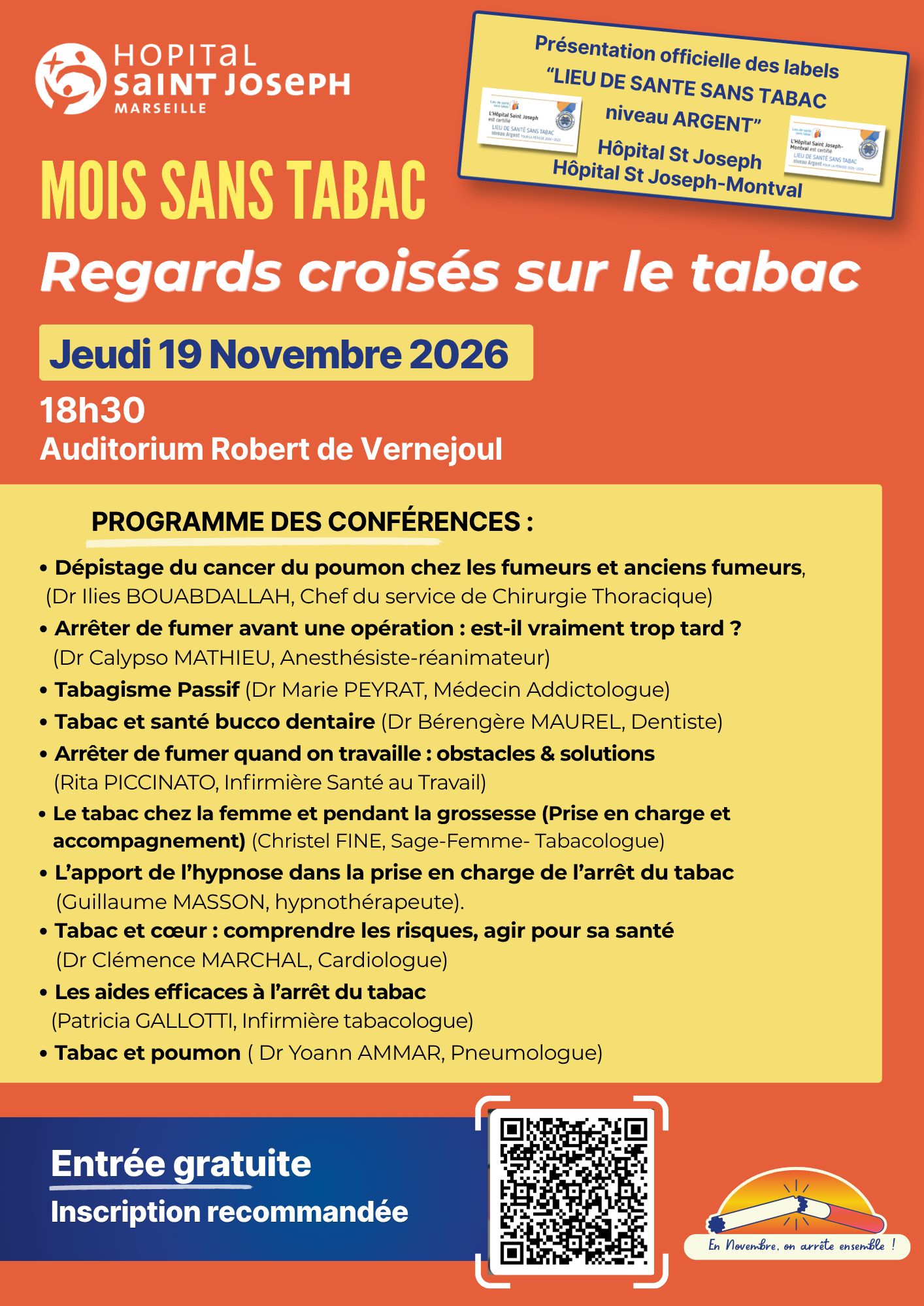 JEUDI 19 NOVEMBRE : Conférences « Regards croisés sur le tabac »
